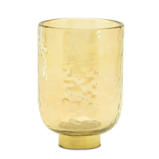 5.5" Gold Glass Candle Holders Vase with Metal Accent